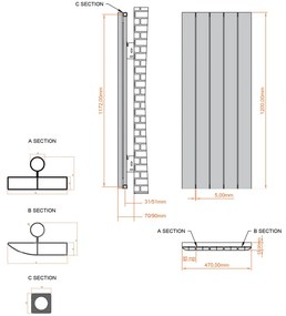 Eastbrook Withington radiator 45x120cm aluminium 922W wit mat