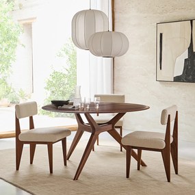 Ronde tafel in  massief notenhout, Maricielo