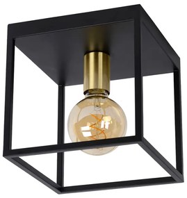 Lucide Ruben plafondlamp 22x22cm E27 zwart mat