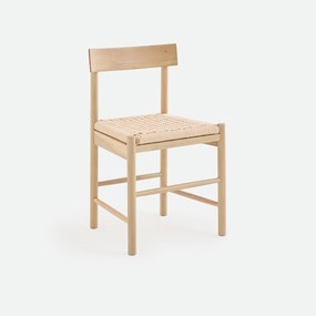 Massief eiken stoel, gebleekt houteffect, touwzitting, TAGA