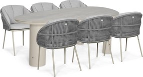 Tuinset 6 personen 240 cm Rope Zand/Beige Santika Furniture Santika