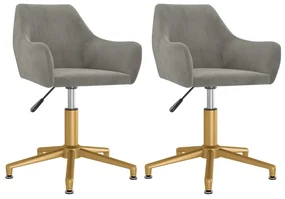 vidaXL Eetkamerstoelen draaibaar 2 st fluweel lichtgrijs