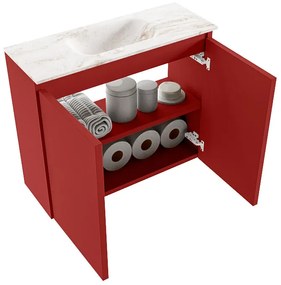 Mondiaz Ture DLux toiletmeubel 60cm fire met wastafel frappe midden met kraangat