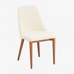 Set Van 2 Leiden Gestoffeerde Eetkamerstoelen Natuurlijk Hout & Chenille White - Sklum