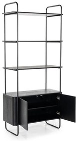 Eleonora James Smalle Stellingkast Zwart Mangohout - 96x46x210cm.