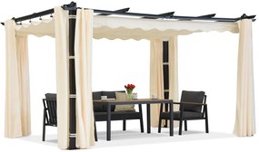 Barbados terraspergola 3x3 m met Garden Point gordijnen antraciet beige