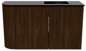 Mondiaz Joya 70cm toiletmeubel ronding links walnut met wastafel faye rechts zonder kraangat urban