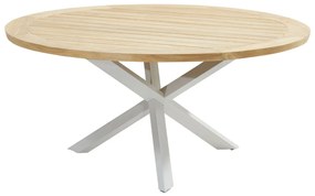 4 Seasons Outdoor Bernini tuinset platinum met RVS Prado tafel teak blad Ø 160 cm  Tuinset    houtkleur weerbestendig