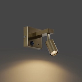 Moderne wandlamp goud met USB-C kantelbaar - Rex