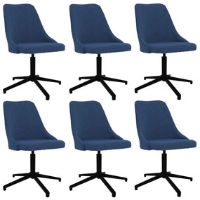 vidaXL Eetkamerstoelen draaibaar 6 st stof blauw