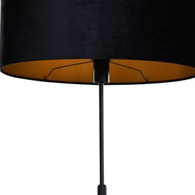 Vloerlamp zwart met ovale velours kap zwart 50cm - Parte Modern, Klassiek / Antiek E27 rond Binnenverlichting Lamp