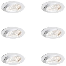 Set van 6 inbouwspot wit 9,5cm incl. LED 1300 lm dimbaar IP65 - Gaius