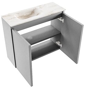 Mondiaz Ture DLux toiletmeubel 60cm plata met wastafel frappe links zonder kraangat