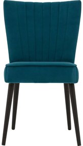 Goossens Eetkamerstoel Rob blauw velvet stof leuning, urban industrieel