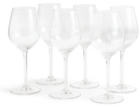 Set van 6 wijnglazen in plissé glas, Pliso