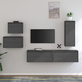 vidaXL Tv-meubelen 5 st massief grenenhout grijs
