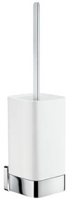 Smedbo Ice SoftCube WC-borstelgarnituur - 7.8x37x10.3cm - zelfklevend / boren - Massief messing Chroom/Porcelein OK433P