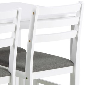 TORINO eetset + 4 stoelen Wit/Lichtgrijs (Sawana 21 stof) - HOUTEN SET VOOR KEUKEN/EETKAMER
