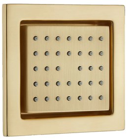 Saniclear Brass inbouwregendouche 20cm met vierkante massagejets en wandarm geborsteld messing - mat goud