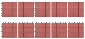 vidaXL Terrastegels 10 st 30,5x30,5 cm kunststof rood