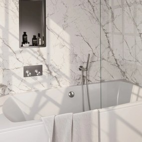 Brauer Stripe inbouw badkraan met drukknoppen, badvulcombinatie en staafhanddouche RVS geborsteld PVD