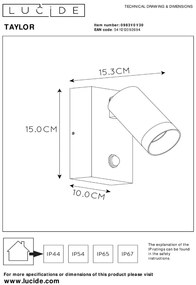 Lucide Taylor LED wandspot 50W 15x15cm zwart