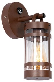 Buiten wandlamp met bewegingsmelder roestbruin IP44 met bewegingssensor - Ruben Industriele / Industrie / Industrial E27 IP44 Buitenverlichting cilinder / rond