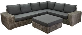 Queen hoek loungeset 5 delig grijs wicker