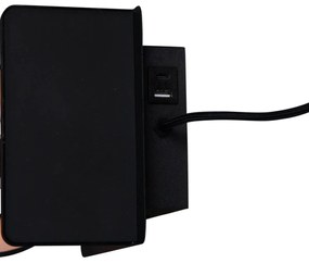 Moderne wandlamp zwart met USB-C en inductielader - Comfort E14 Binnenverlichting Lamp