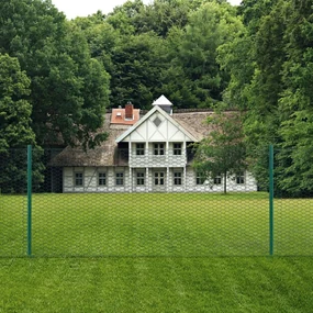vidaXL Draadgaashek met palen 25x1 m staal groen