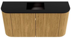 Mondiaz Joya 85cm toiletmeubel ronding links/rechts oak met wastafel faye midden 1 kraangat urban