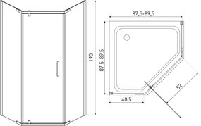 Kerra Metro vijfhoekige douchecabine 90x90cm zwart