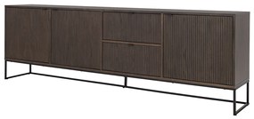 Tenzo Bali Groot Dressoir Met Houten Latjes Gerookt Eiken - 234.5x40x76cm.