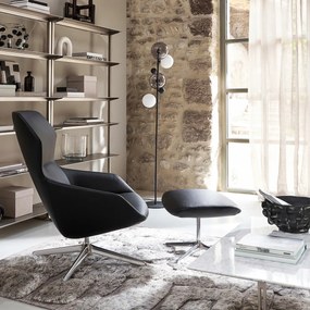 Staande lamp in gerookt glas en metaal, Bullesco