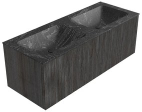Mondiaz Kurve-dlux 120cm badmeubel shadow met 1 lade en wastafel leaf dubbel zonder kraangat lava