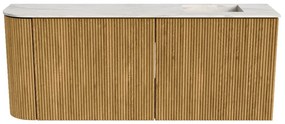 Mondiaz Joya DLux 100cm toiletmeubel ronding links oak met wastafel faye rechts zonder kraangat ostra