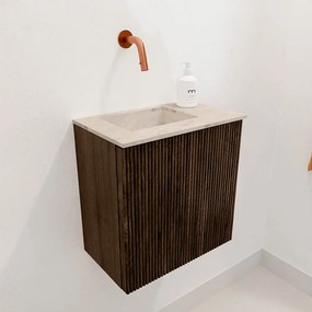 Mondiaz Joya DLux 40cm toiletmeubel walnut met wastafel faye links zonder kraangat frappe