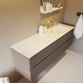Mondiaz Vica DLux badmeubel 150cm smoke 4 lades met wastafel ostra rechts zonder kraangat