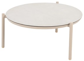 Taste by 4 Seasons Vic salontafel latte met rond keramisch geprint tafelblad Ø 73 cm (H 35 cm) Loungetafel beige weerbestendig