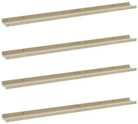vidaXL Wandschappen 4 st 100x9x3 cm wit en sonoma eikenkleurig
