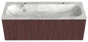 Mondiaz Kurve-dlux 120cm badmeubel ruby met 1 lade en wastafel big large midden 2 kraangaten opalo