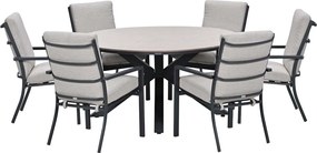 Garden Impressions Senja tuinset 7-delig sandstone - Tulli tuintafel Ø148x75 cm light teak vironwood