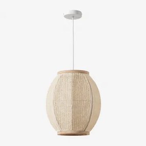 Ziyec Hanglamp Van Linnen Beige – Crème & Ø35 Cm - Sklum