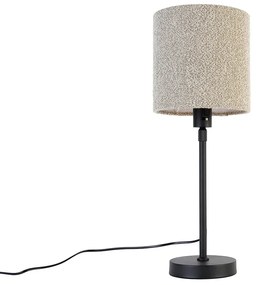 Tafellamp zwart verstelbaar met boucle kap taupe 20 cm - Parte Design E27 rond Binnenverlichting Lamp