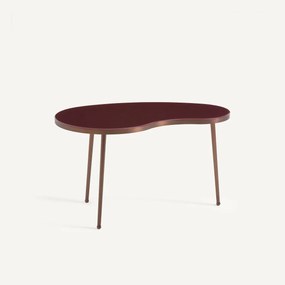 Salontafel in organisch ontwerp, van staal en gehard glazen blad, GALO