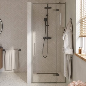 Saqu Gerento draaideur met vast paneel rechts incl. antikalk 90x210cm mat zwart