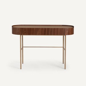 Bureau-wandtafel notenhout/leer, Aslen