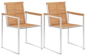 vidaXL Tuinstoelen 2 st massief teakhout en roestvrij staal