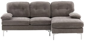 Jörn Reims Sofa - Bank met Chaise Longue - 3-Zitsbank - Grijs Stof - Jorn