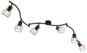 Moderne plafondSpot / Opbouwspot / Plafondspot zwart 145 cm 6-lichts - Botu Modern E14 Binnenverlichting Lamp